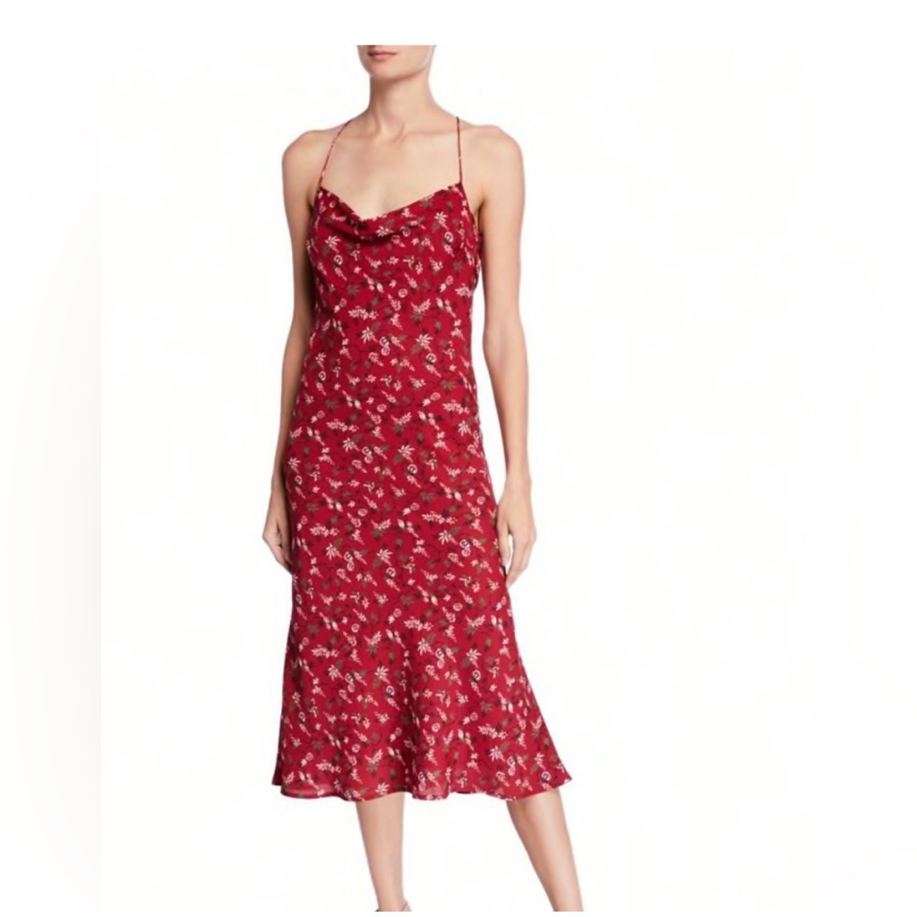 Likely Honor Floral Cowl Neck Slip Dress Size 6 Midi